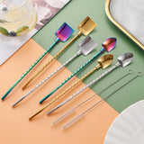 Maxbell Stainless Steel Straw Long Handle Spoon with Brush Straight and Tip