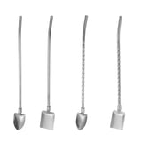 Maxbell Stainless Steel Straw Long Handle Spoon with Brush Straight and Tip