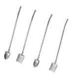 Maxbell Stainless Steel Straw Long Handle Spoon with Brush Straight and Tip