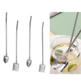Maxbell Stainless Steel Straw Long Handle Spoon with Brush Straight and Tip