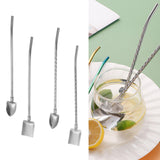 Maxbell Stainless Steel Straw Long Handle Spoon with Brush Straight and Tip