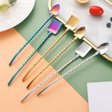Maxbell Stainless Steel Straw Long Handle Spoon with Brush Straight and Tip