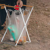 Maxbell Collapsible Trash Can Stand Support Garbage Bag Holder for Picnic White