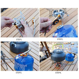 Maxbell Foldable Camping Gas Stove Windproof with Adapter for Camping Cooking Hiking Black Adapter