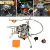 Maxbell Foldable Camping Gas Stove Windproof with Adapter for Camping Cooking Hiking Black Adapter