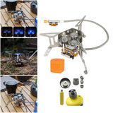 Maxbell Foldable Camping Gas Stove Windproof with Adapter for Camping Cooking Hiking Gray Adapter