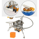 Maxbell Foldable Camping Gas Stove Windproof with Adapter for Camping Cooking Hiking Gray Adapter