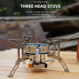 Maxbell Foldable Camping Gas Stove Windproof with Adapter for Camping Cooking Hiking Gray Adapter