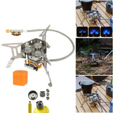 Maxbell Foldable Camping Gas Stove Windproof with Adapter for Camping Cooking Hiking Gray Adapter