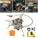 Maxbell Foldable Camping Gas Stove Windproof with Adapter for Camping Cooking Hiking Gray Adapter