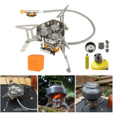 Maxbell Foldable Camping Gas Stove Windproof with Adapter for Camping Cooking Hiking Gray Adapter