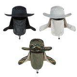 Maxbell Fishing Hat with Removable Neck Flap Cover Gardening Bucket Hat Face Mask Black