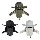 Maxbell Fishing Hat with Removable Neck Flap Cover Gardening Bucket Hat Face Mask Black