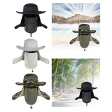 Maxbell Fishing Hat with Removable Neck Flap Cover Gardening Bucket Hat Face Mask Black