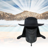 Maxbell Fishing Hat with Removable Neck Flap Cover Gardening Bucket Hat Face Mask Black