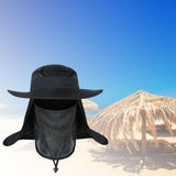 Maxbell Fishing Hat with Removable Neck Flap Cover Gardening Bucket Hat Face Mask Black