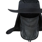 Maxbell Fishing Hat with Removable Neck Flap Cover Gardening Bucket Hat Face Mask Black