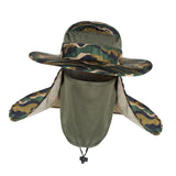 Maxbell Fishing Hat with Removable Neck Flap Cover Gardening Bucket Hat Face Mask Camo