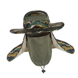 Maxbell Fishing Hat with Removable Neck Flap Cover Gardening Bucket Hat Face Mask Camo