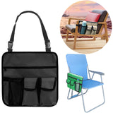 Maxbell Outdoor Beach Chair Armrest Bag Heavy Duty Oxford Fabric Pockets Black
