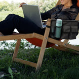 Maxbell Outdoor Beach Chair Armrest Bag Heavy Duty Oxford Fabric Pockets Black