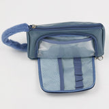 Maxbell Portable Travel Toiletry Bag Zipper Pouch Handbag PU Leather Women Girls blue