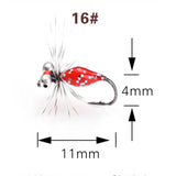 Maxbell Artificial worm Flies Fly Fishing Lures Sharpened Crank Hooks baits Red