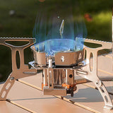 Maxbell Camping Gas Stove 3 Furnaces Heads Folding Backpacking Hiking Outdoor Conventional Hose