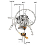 Maxbell Camping Gas Stove 3 Furnaces Heads Folding Backpacking Hiking Outdoor Conventional Hose