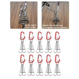 Maxbell 10Pcs Tent Stakes Deck Anchor Peg Spring Buckle Tent Accessories for Outdoor Red