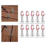 Maxbell 10Pcs Tent Stakes Deck Anchor Peg Spring Buckle Tent Accessories for Outdoor Red