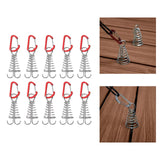 Maxbell 10Pcs Tent Stakes Deck Anchor Peg Spring Buckle Tent Accessories for Outdoor Red
