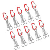 Maxbell 10Pcs Tent Stakes Deck Anchor Peg Spring Buckle Tent Accessories for Outdoor Red