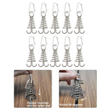 Maxbell 10Pcs Tent Stakes Deck Anchor Peg Spring Buckle Tent Accessories for Outdoor Silver