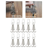 Maxbell 10Pcs Tent Stakes Deck Anchor Peg Spring Buckle Tent Accessories for Outdoor Silver