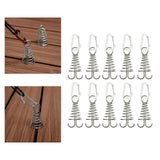 Maxbell 10Pcs Tent Stakes Deck Anchor Peg Spring Buckle Tent Accessories for Outdoor Silver