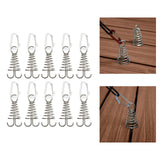 Maxbell 10Pcs Tent Stakes Deck Anchor Peg Spring Buckle Tent Accessories for Outdoor Silver