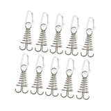 Maxbell 10Pcs Tent Stakes Deck Anchor Peg Spring Buckle Tent Accessories for Outdoor Silver