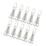 Maxbell 10Pcs Tent Stakes Deck Anchor Peg Spring Buckle Tent Accessories for Outdoor Silver