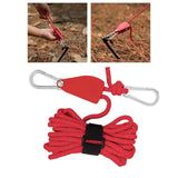 Maxbell Multifunction Tent Rope Tent Fixed Buckle Paracord for Travel Outdoor Hiking Red