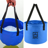 Maxbell Portable Collapsible Bucket Folding Multifunctional Wash Basin for Camping Blue