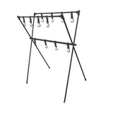 Maxbell Camping Hanging Rack Shelf with 12 Hooks Tripod for Outdoor Barbecue