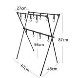 Maxbell Camping Hanging Rack Shelf with 12 Hooks Tripod for Outdoor Barbecue
