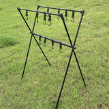 Maxbell Camping Hanging Rack Shelf with 12 Hooks Tripod for Outdoor Barbecue