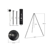 Maxbell Detachable Camping Tripod Hanger Holder Portable for Fishing Hanging Pot BBQ Black