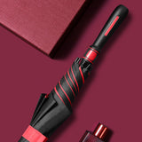 Maxbell Folding Long Handle Umbrella Windproof Double Layer for Camp Fishing Women red