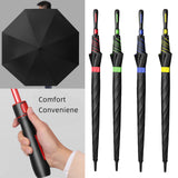Maxbell Folding Long Handle Umbrella Windproof Double Layer for Camp Fishing Women red