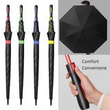 Maxbell Folding Long Handle Umbrella Windproof Double Layer for Camp Fishing Women red