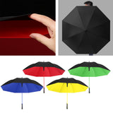 Maxbell Folding Long Handle Umbrella Windproof Double Layer for Camp Fishing Women red