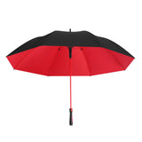Maxbell Folding Long Handle Umbrella Windproof Double Layer for Camp Fishing Women red